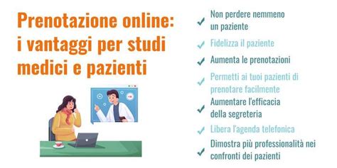 Infografica che illustra i vantaggi della prenotazione online di visite mediche