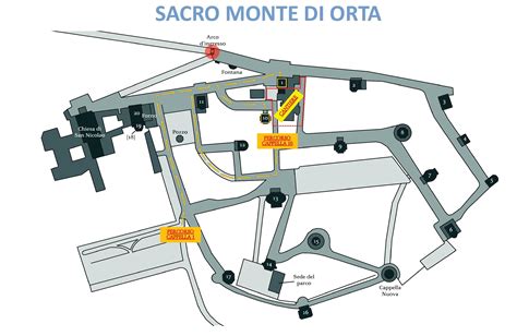 Mappa schematica del Sacro Monte con indicazione delle cappelle