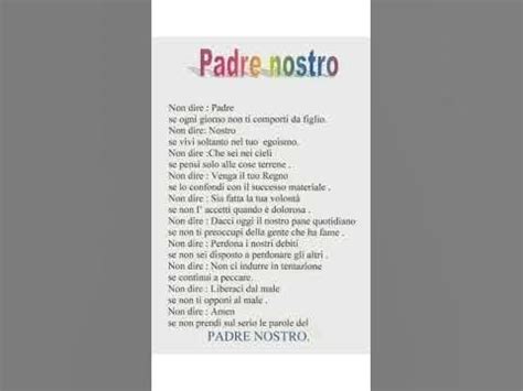 Schema dei componenti della preghiera del Padre Nostro