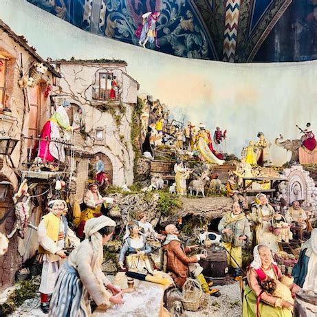 Presepe artistico con figure in cartapesta, stile napoletano