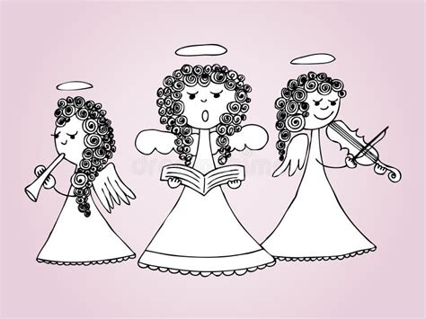 Illustrazione di angeli che cantano, ispirata ai canti natalizi.