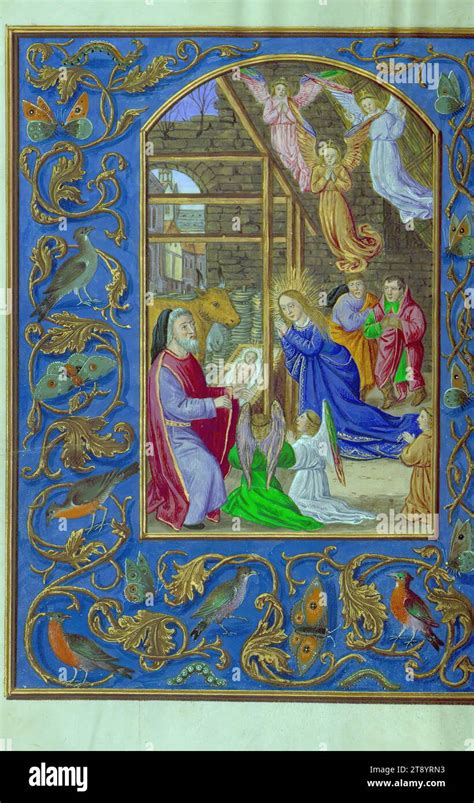 Illustrazione di una scena della Natività da un manoscritto medievale