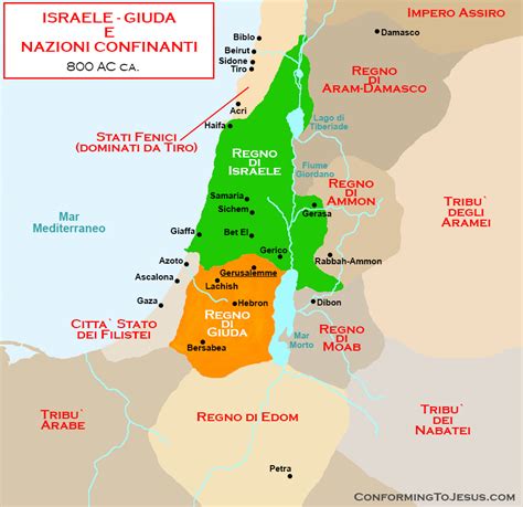 Una mappa dell'antica Israele e delle nazioni circostanti