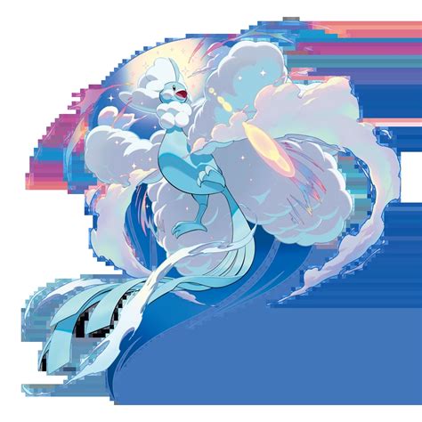 Mega Altaria in volo con le sue ali vaporose