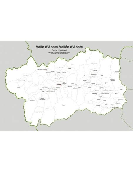 Mappa della Valle d'Aosta con i comuni menzionati in evidenza
