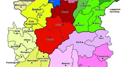 Mappa della Diocesi di Pesaro con evidenziate le nuove Comunità Pastorali.