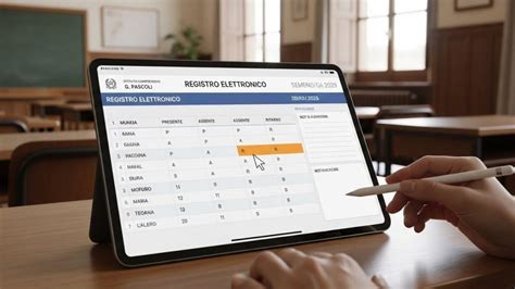 Famiglia che interagisce con un tablet per consultare il registro elettronico