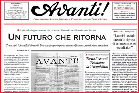 Copertina storica del quotidiano Avanti!