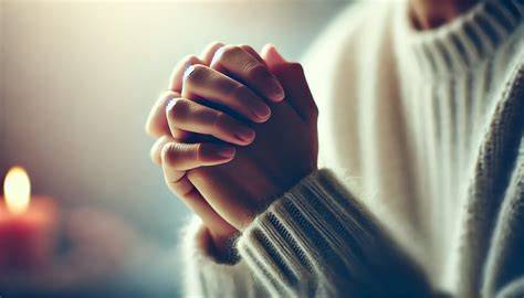 Thematic photo of a Christian praying in a contemplative posture, emphasizing personal dialogue with God.