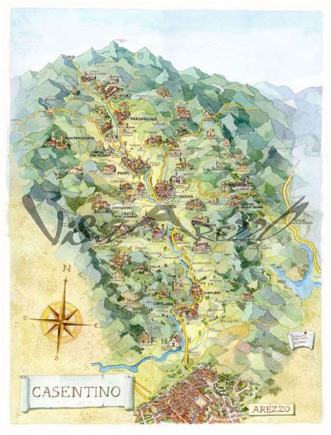 Mappa del Casentino con indicazione delle principali pievi romaniche