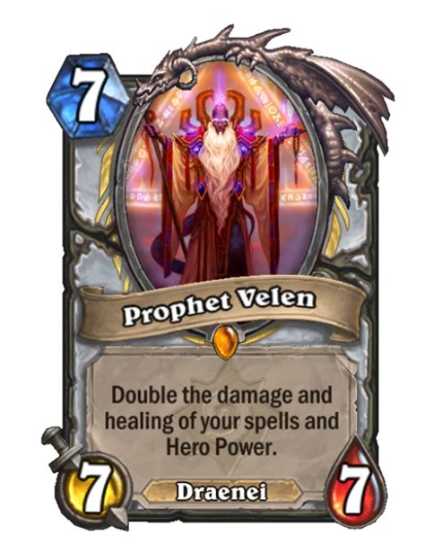 Un'illustrazione del Profeta Velen in Hearthstone