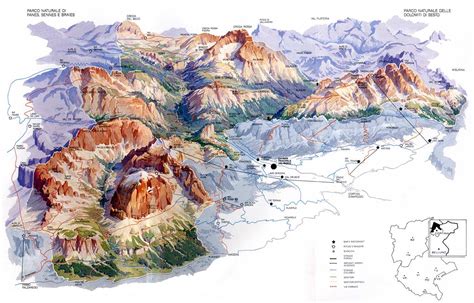 Mappa delle Dolomiti con indicazione del fronte e dei luoghi menzionati (Falzarego, Col di Lana, Tofane, Lagazuoi)