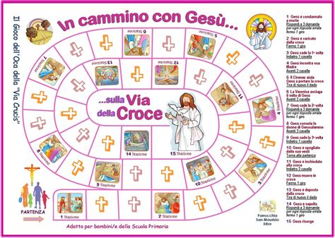 illustrazione di un gioco dell'oca con tappe della Quaresima e bambini che giocano