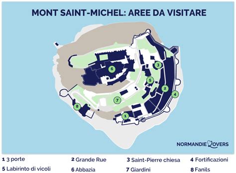 Mappa geografica di Mont Saint-Michel e della sua baia, con indicazione delle coordinate