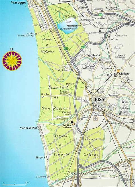 Mappa della pineta di Migliarino Pisano, area nota per lo spaccio di droga