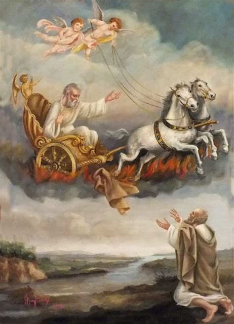 Illustrazione del profeta Elia che prega sul Monte Carmelo e la nuvoletta
