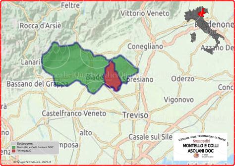 Mappa della zona DOC Montello e Colli Asolani