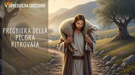Illustrazione biblica del pastore che ritrova la pecora smarrita e la porta sulle spalle