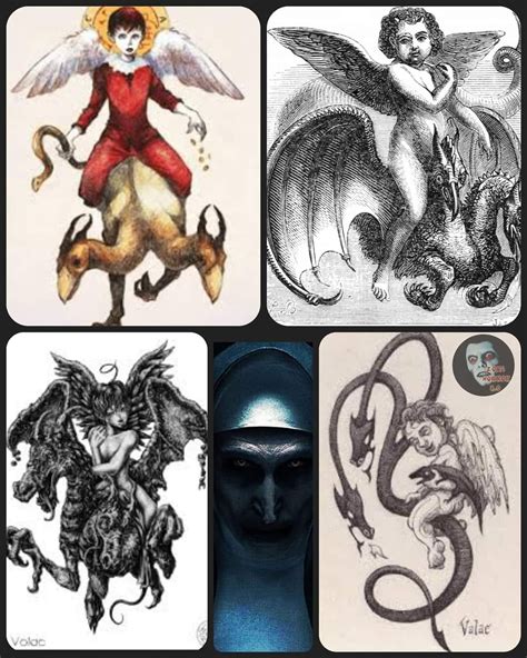 Raffigurazione artistica di Valak secondo i grimori, come un bambino alato che cavalca un drago a due teste