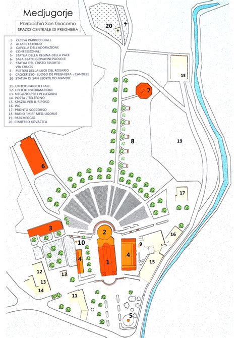Mappa di Medjugorje con indicazione delle principali strutture ricettive