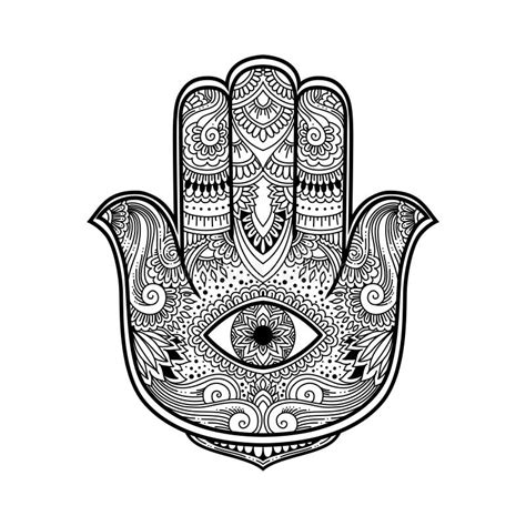 Illustrazione schematica della Mano di Fatima con l'occhio centrale e le dita simmetriche
