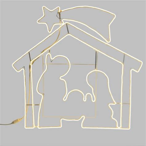 Figura luminosa a forma di Natività con tecnologia LED effetto neon