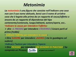 infografica che mostra esempi di nomi creati tramite metonimia e giochi di parole nei fumetti