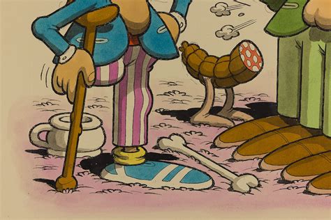 Dettaglio di un'illustrazione o tavola a fumetti che mostra lo stile peculiare dell'artista