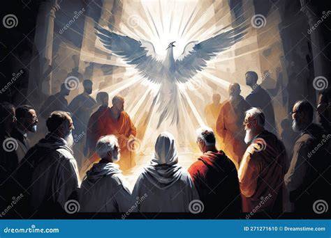 Rappresentazione artistica dell'effusione dello Spirito Santo sulla Chiesa e sui fedeli.