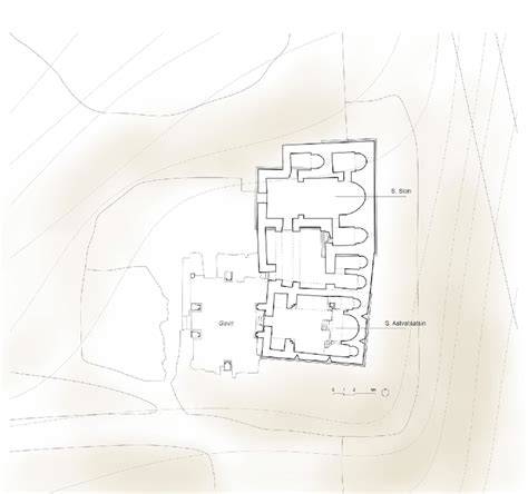 Schema architettonico ipotetico del complesso monastico seicentesco