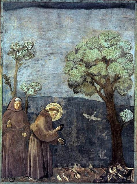 Iconografia medievale che raffigura San Francesco mentre predica e Santa Caterina mentre detta le sue lettere