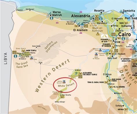 Mappa del deserto egiziano e palestinese con i luoghi dei primi eremiti