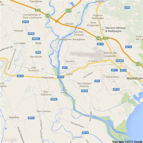 Mappa storica dell'area di San Canzian d'Isonzo con l'indicazione del sito archeologico paleocristiano