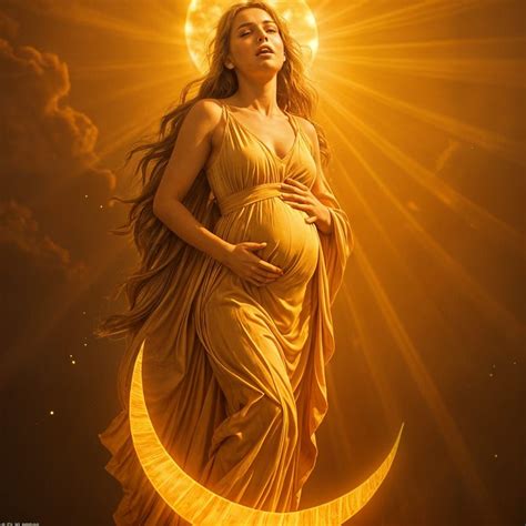 illustrazione della donna dell'Apocalisse con la luna sotto i piedi