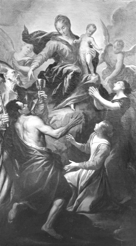 Illustrazione artistica o dipinto d'epoca che rappresenta l'apparizione della Madonna a Benedetto Pareto