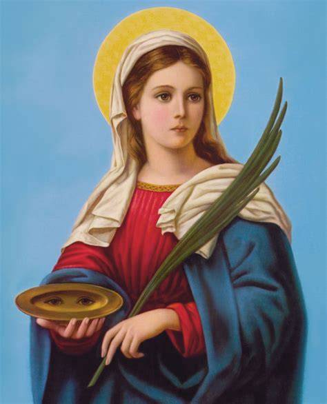 Ritratto classico di Santa Lucia con palma del martirio e libro