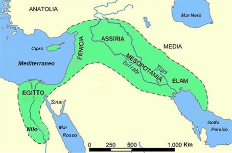 Mappa storica della Mezzaluna Fertile e dei territori biblici con indicazioni archeologiche