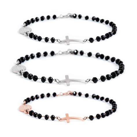 Bracciale rosario con diverse pietre dure e croce