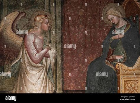Affresco dell'Annunciazione con l'Arcangelo Gabriele e la Vergine Maria
