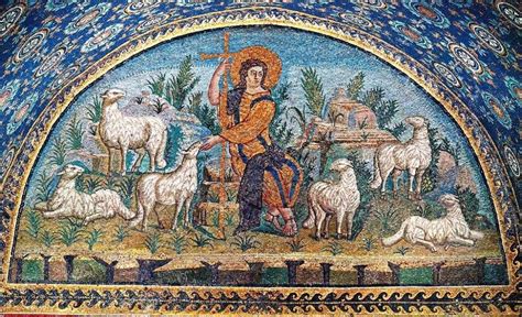 Mosaico bizantino raffigurante Cristo Buon Pastore