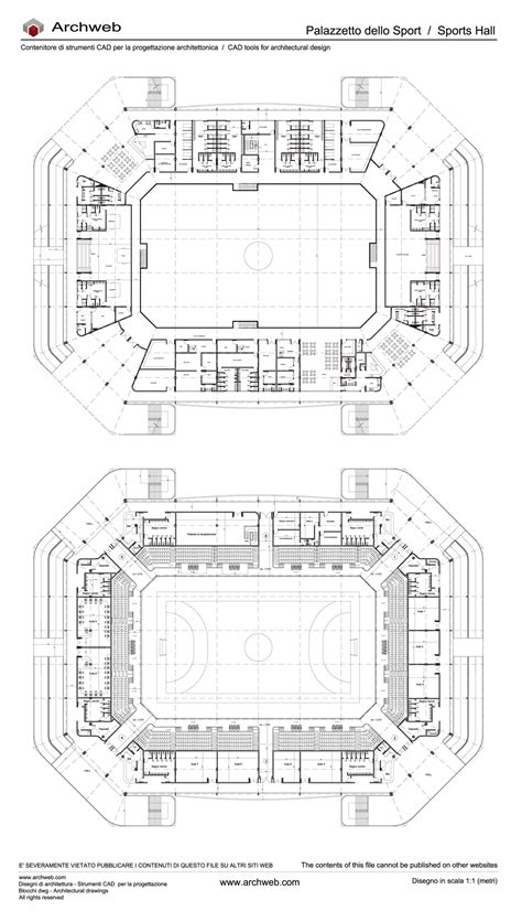 Rendering architettonico o planimetria del progetto del Palazzetto dello Sport di Adrano