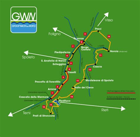 Schema dei percorsi della Greenway e dei sentieri naturalistici nell'Alta Valle Staffora