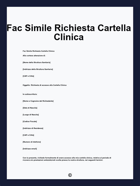 Infografica che riassume i passaggi per la richiesta della cartella clinica e i tempi di attesa.