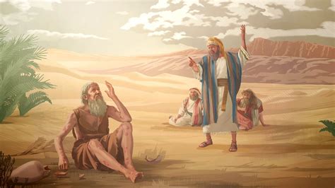 Illustrazione antica o iconografia classica raffigurante Giobbe sofferente