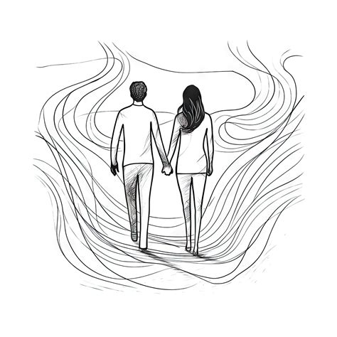 Illustrazione stilizzata di una coppia che affronta difficoltà relazionali, con simboli di conflitto e tristezza.