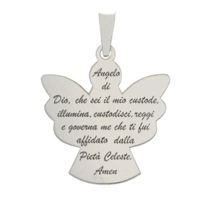 ciondolo angelo custode con incisione preghiera angelo di dio