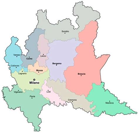 Mappa dei luoghi di incontro regionali in Lombardia