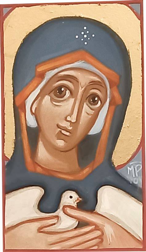 Rappresentazione iconografica della Vergine Maria con le tre stelle, simbolo della sua verginità perpetua.