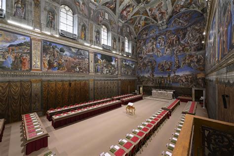 Illustrazione schematica della Cappella Sistina durante il rito del Conclave