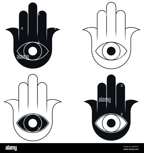 Illustrazione grafica del simbolo Hamsa con l'occhio centrale e le dita simmetriche
